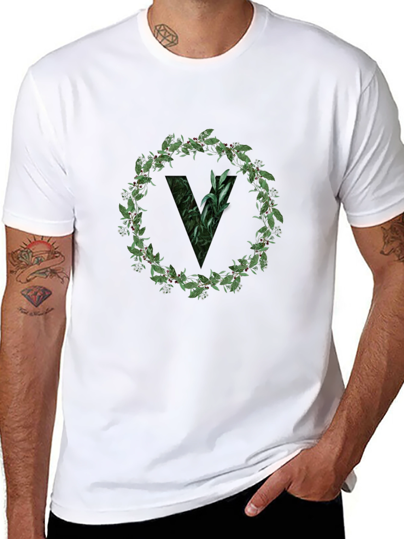 Botanical V Black T-Shirt