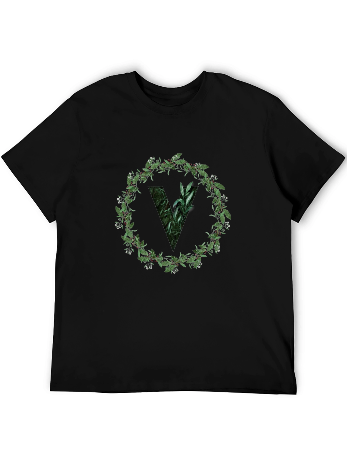 Botanical V Black T-Shirt
