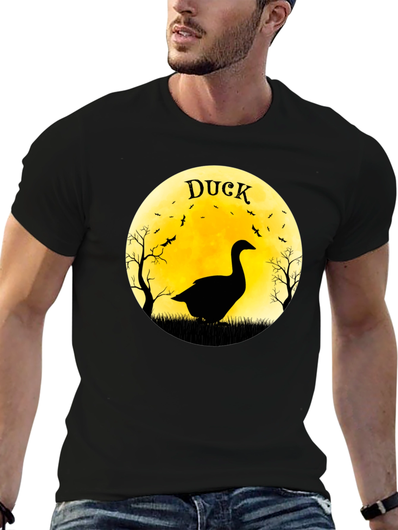 Duck Silhouette Moon Halloween T-Shirt