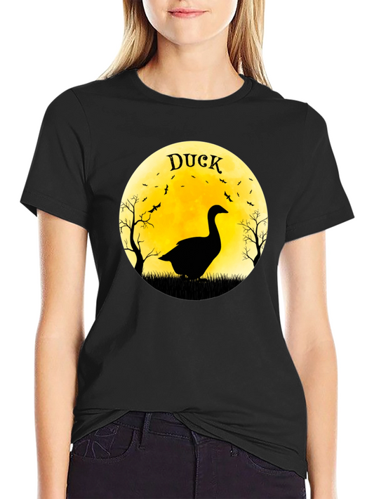 Duck Silhouette Moon Halloween T-Shirt
