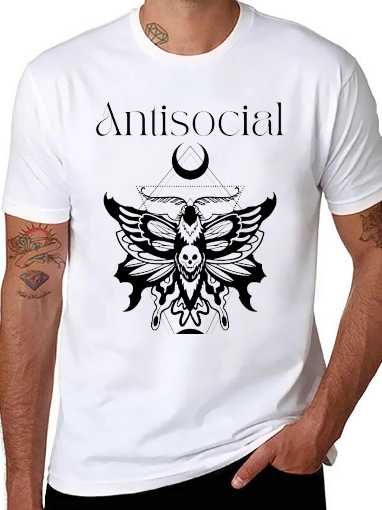 Antisocial Moth Graphic T-Shirt - Edgy Design