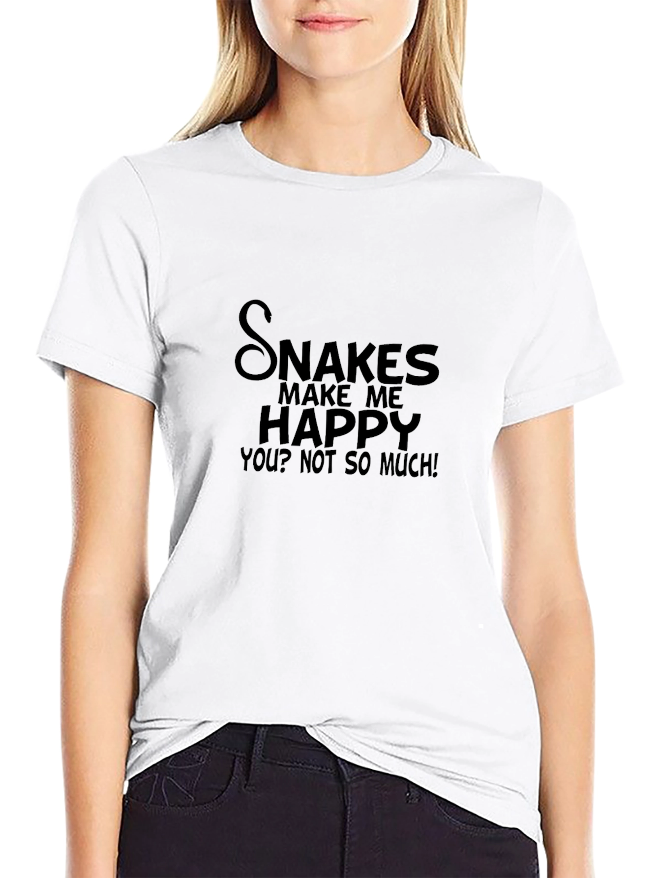 Snakes Make Me Happy Black Graphic Tee