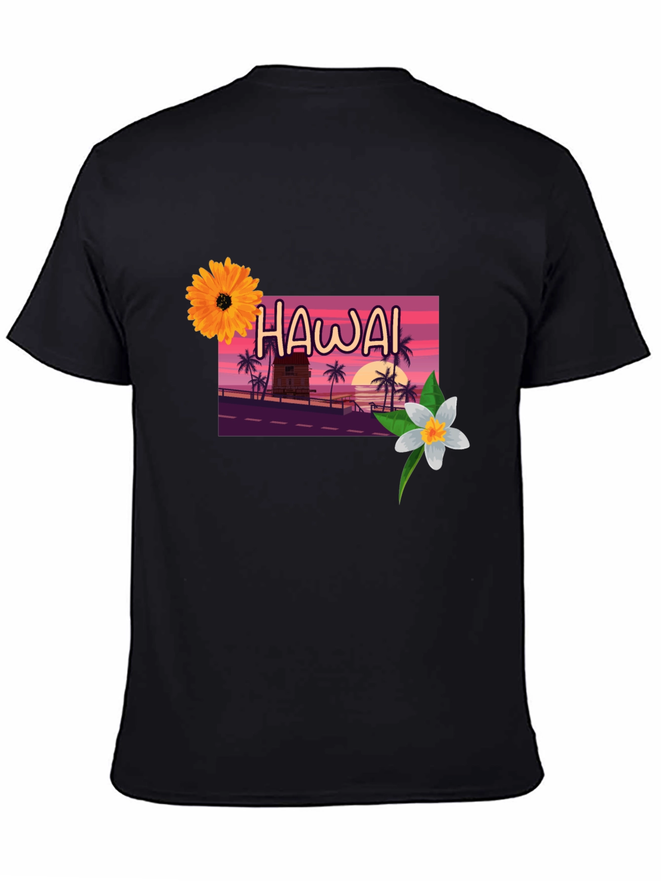 Hawaii Sunset Graphic Tee - Black