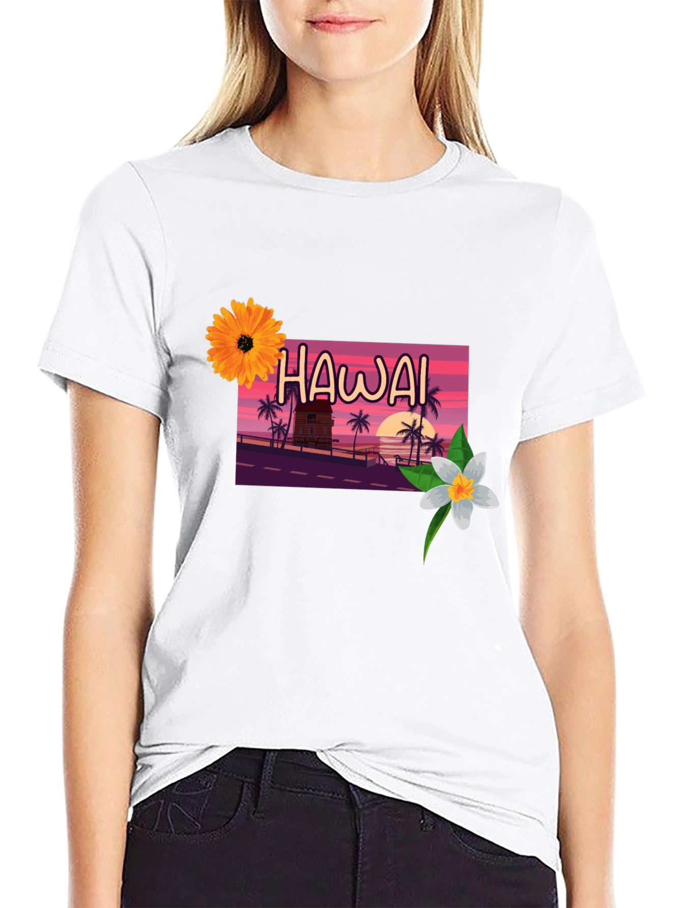 Hawaii Sunset Graphic Tee - Black