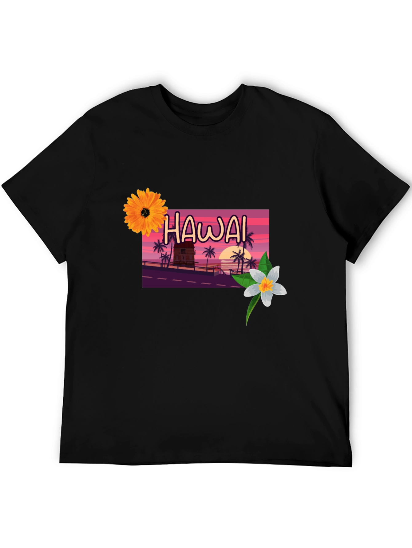 Hawaii Sunset Graphic Tee - Black