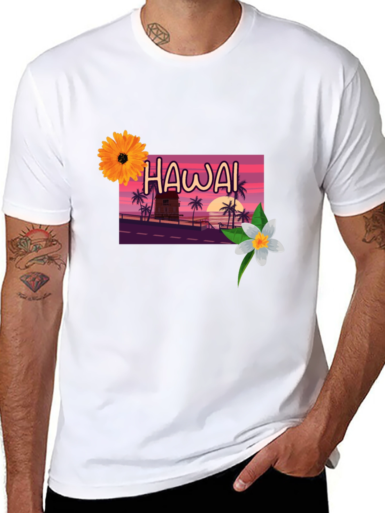 Hawaii Sunset Graphic Tee - Black