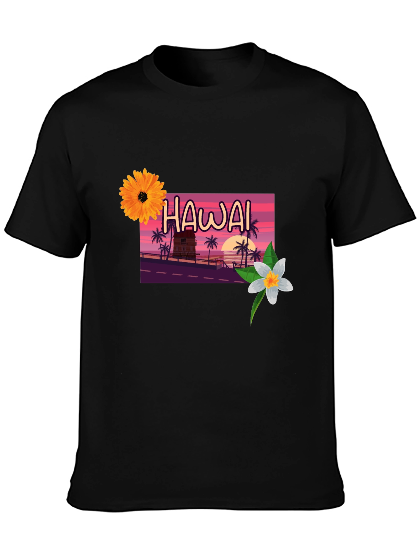 Hawaii Sunset Graphic Tee - Black