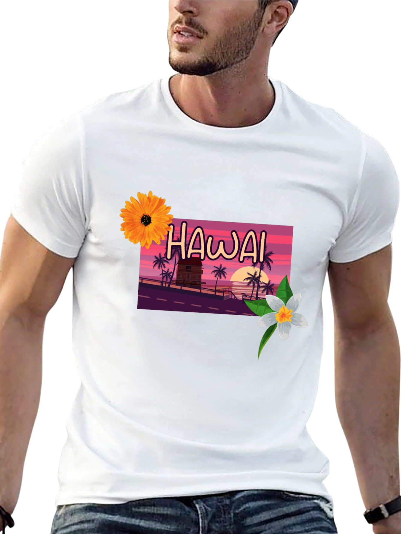 Hawaii Sunset Graphic Tee - Black