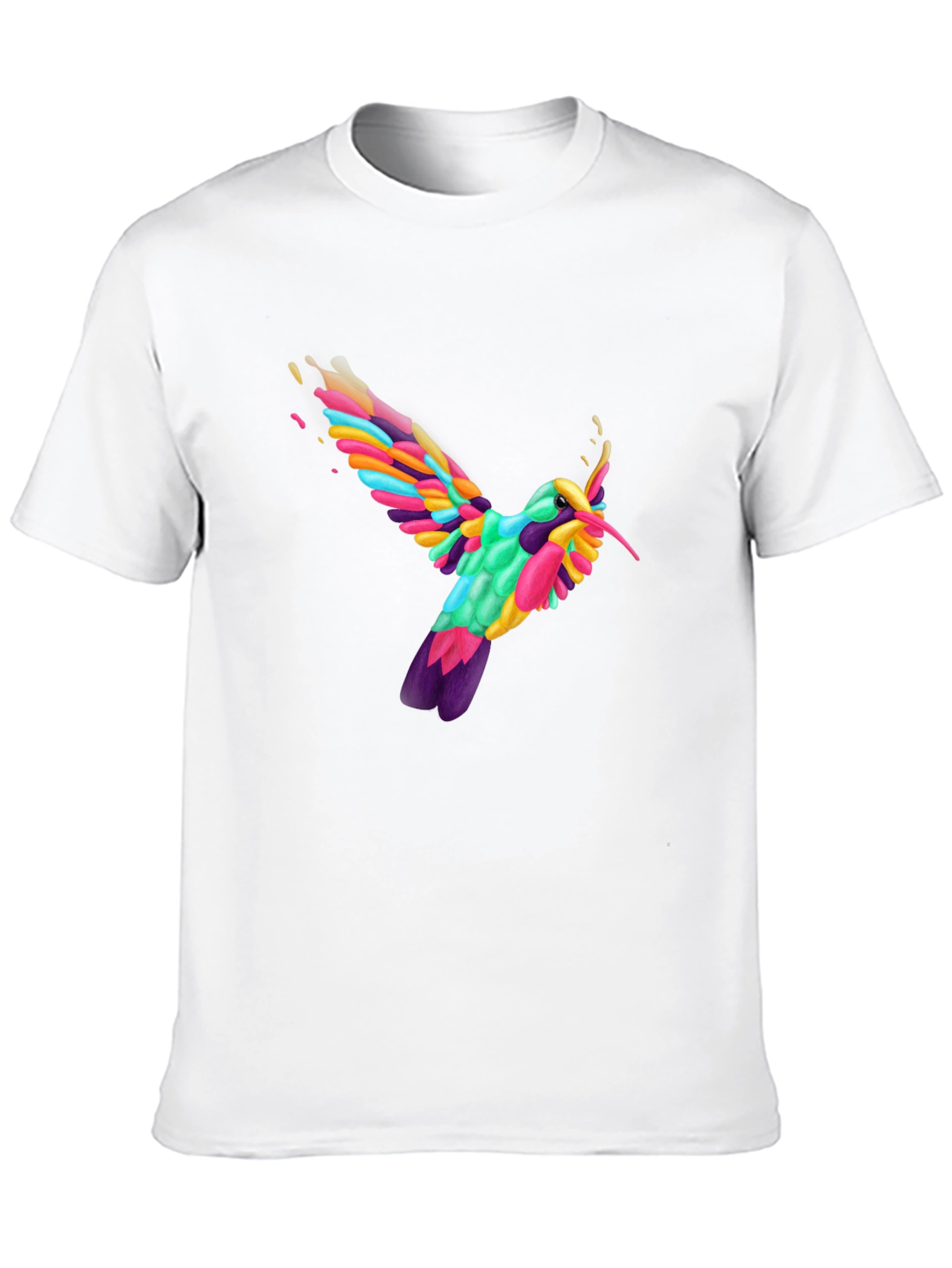Vibrant Hummingbird Graphic Tee - Black