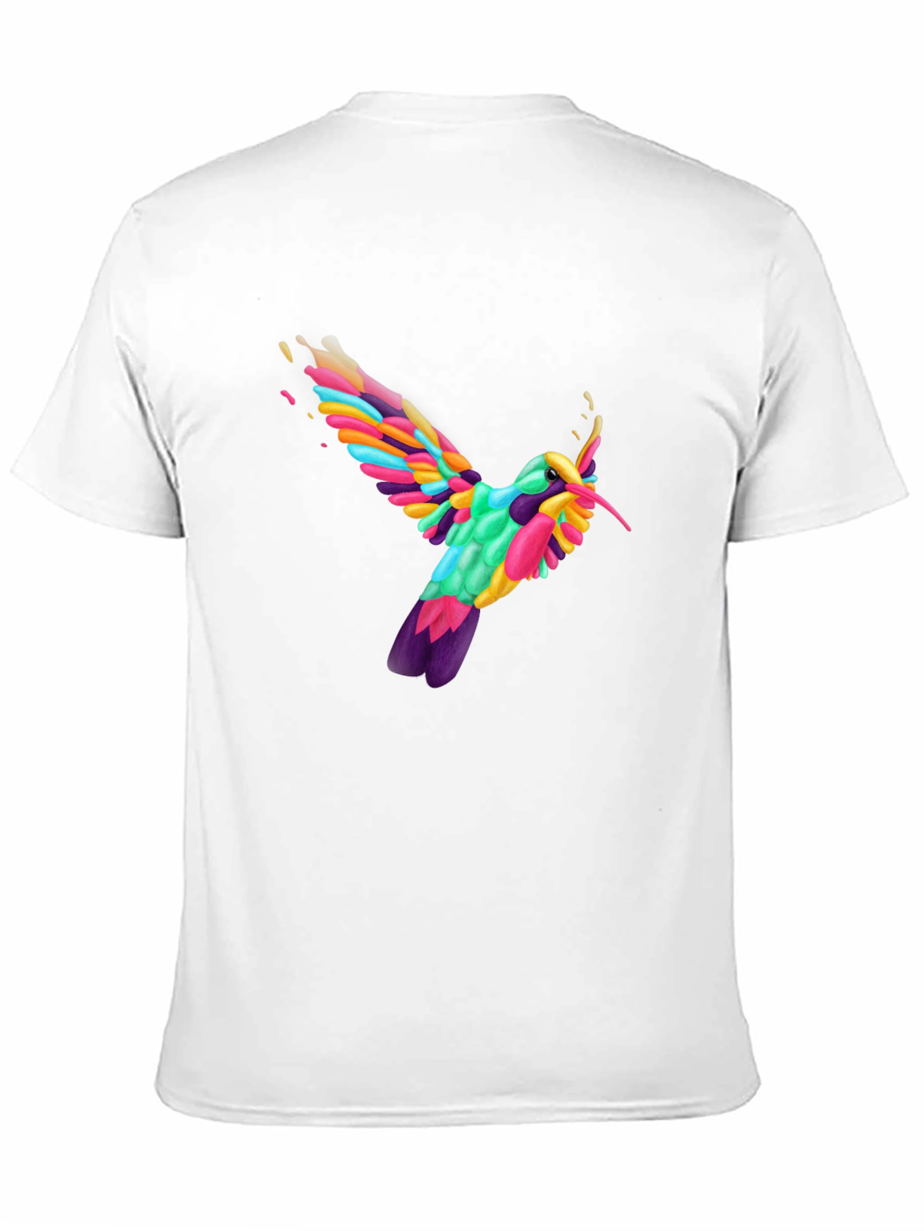 Vibrant Hummingbird Graphic Tee - Black