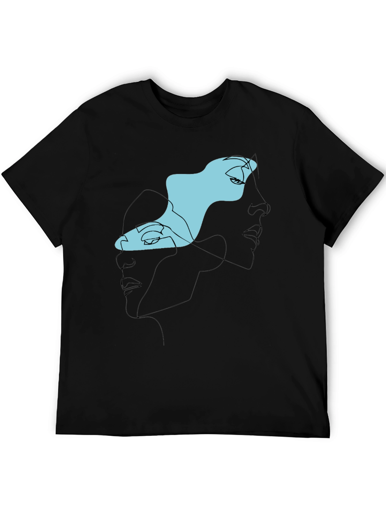 Abstract Faces Black Graphic Tee