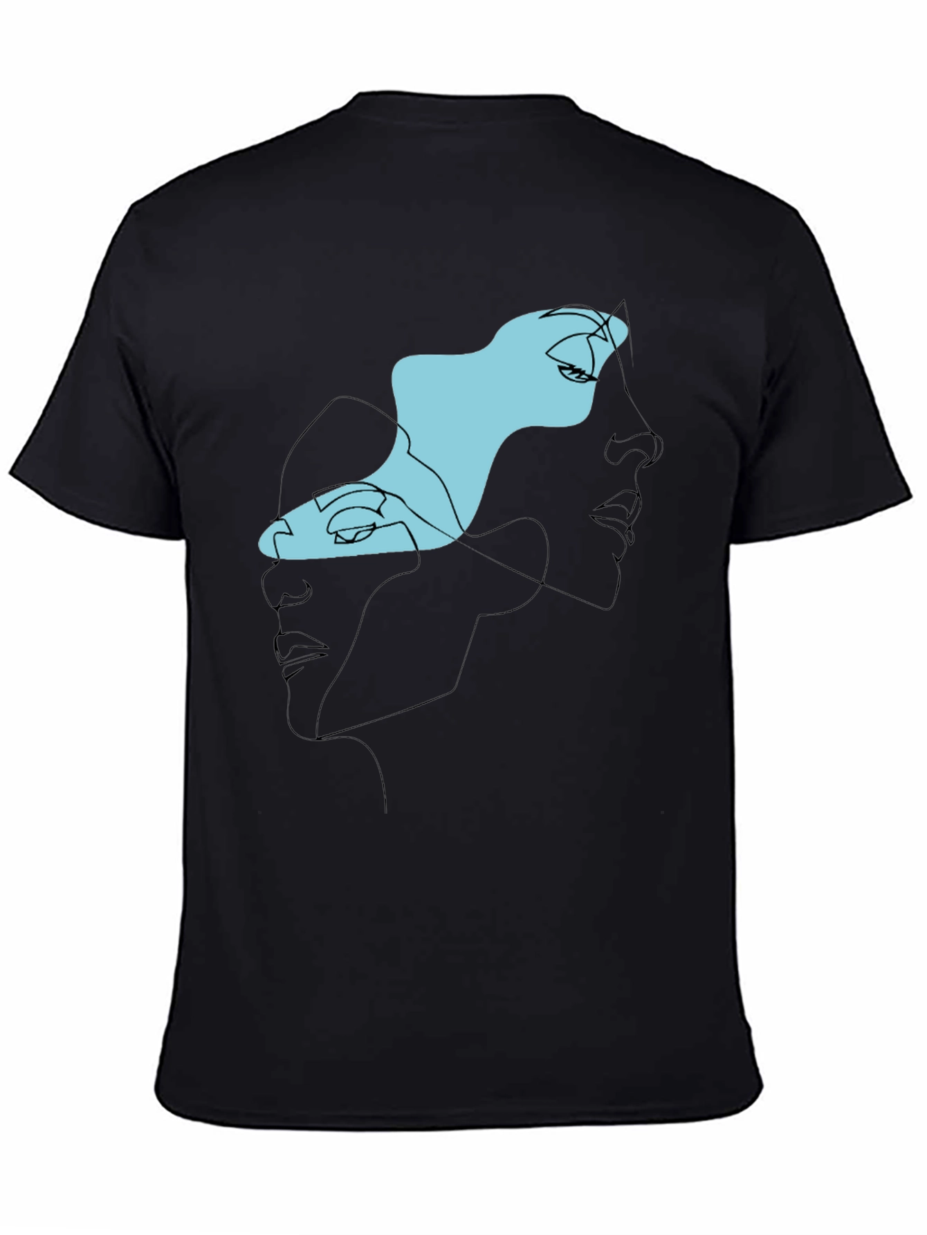 Abstract Faces Black Graphic Tee