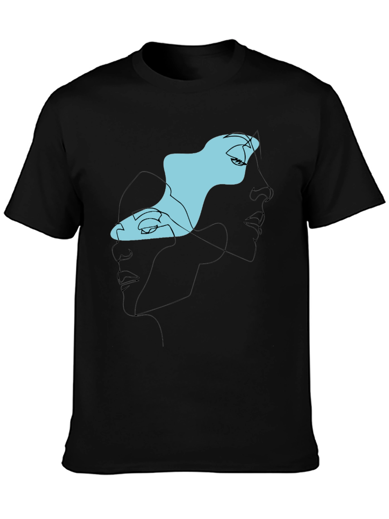 Abstract Faces Black Graphic Tee