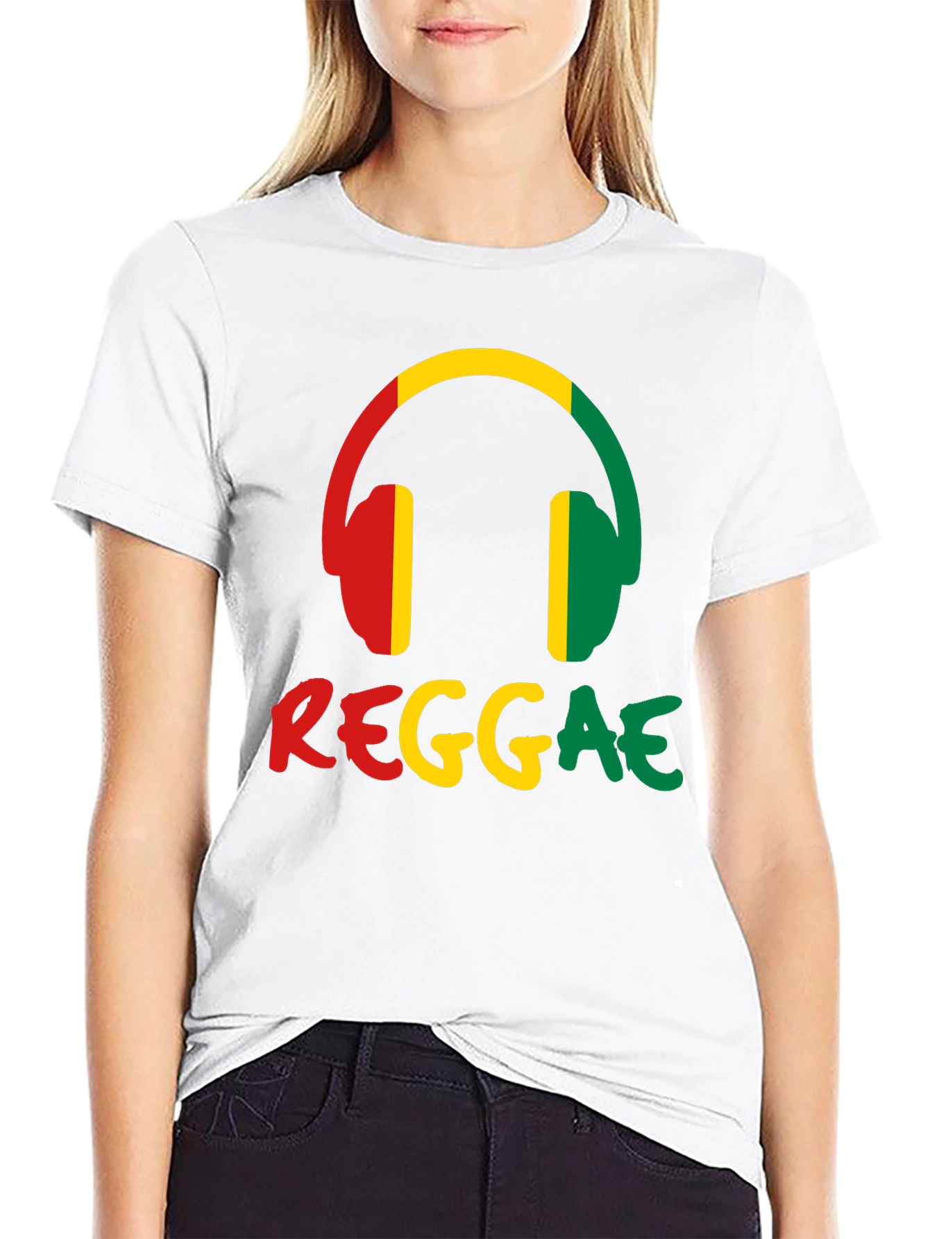 Reggae Music Headphones Graphic Tee - Black Cotton
