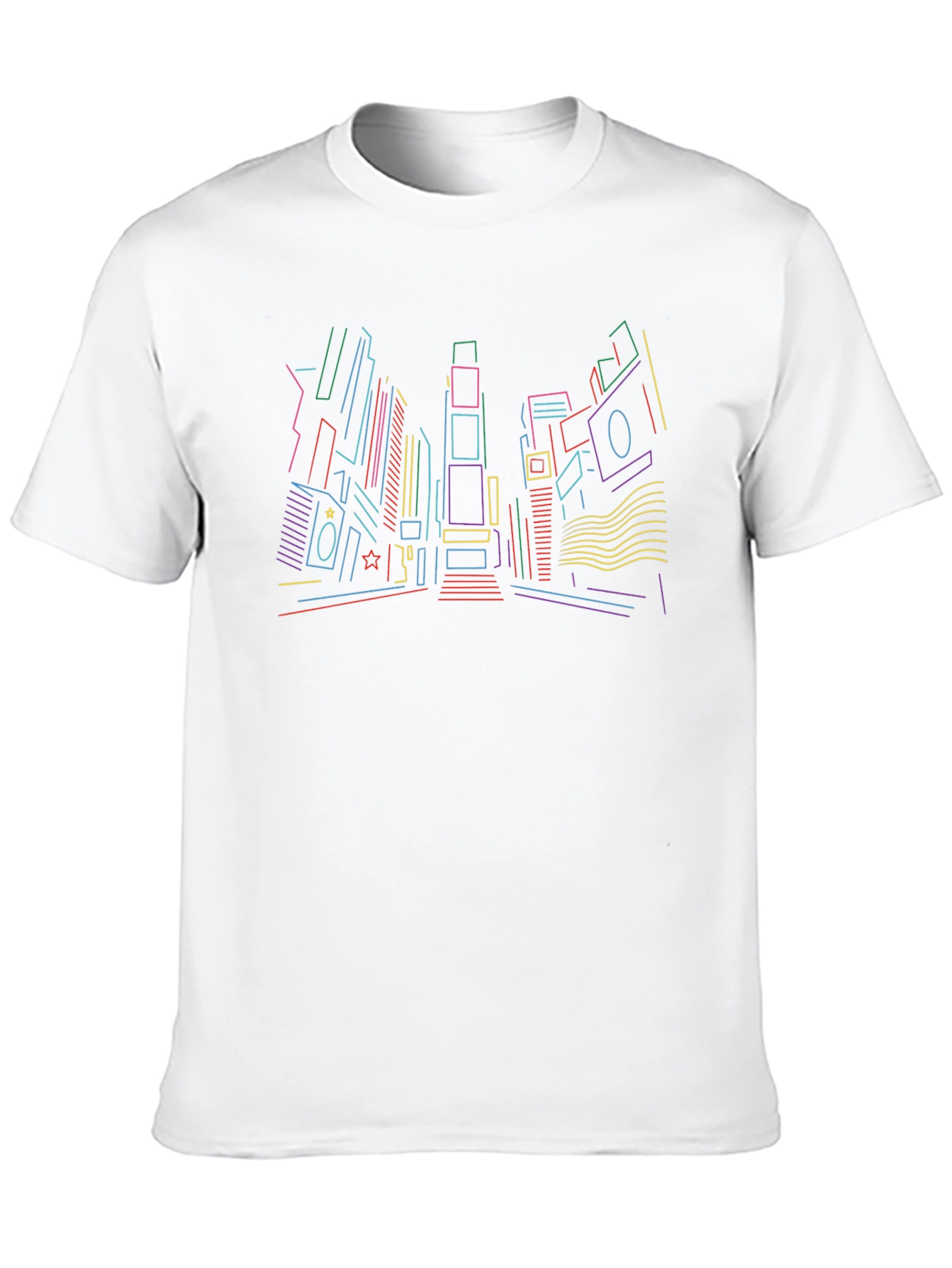 Neon Cityscape Graphic Tee - Black