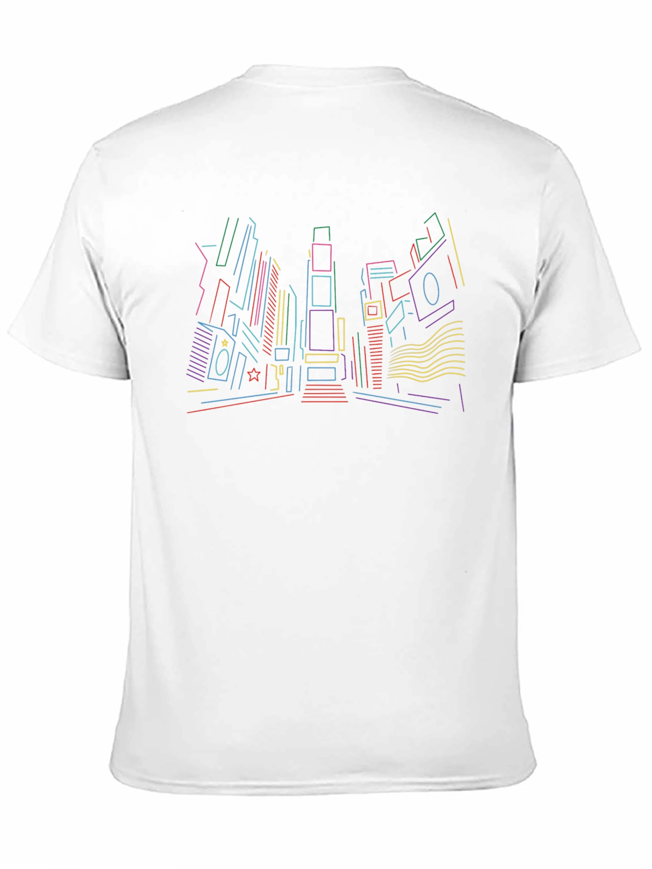 Neon Cityscape Graphic Tee - Black