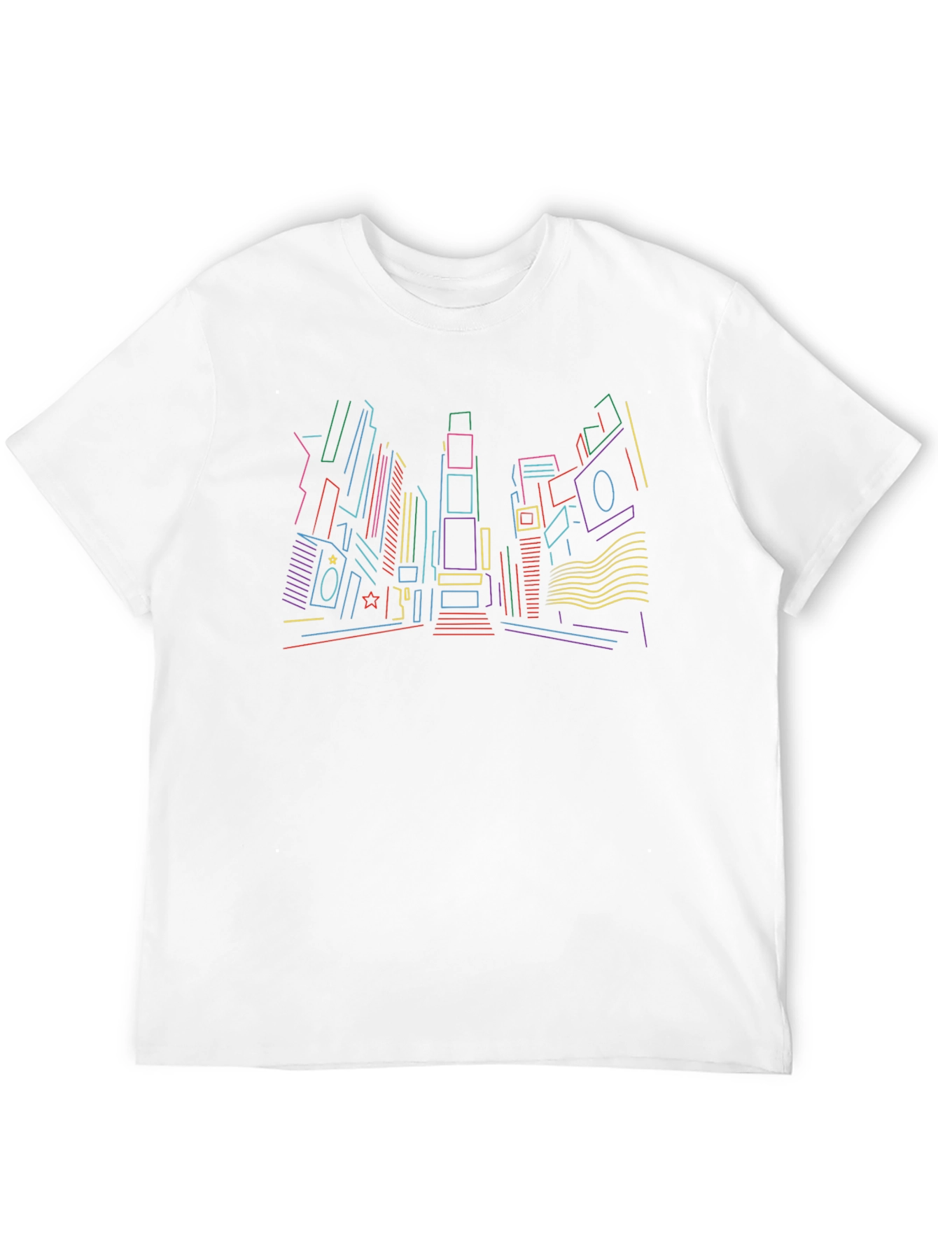 Neon Cityscape Graphic Tee - Black