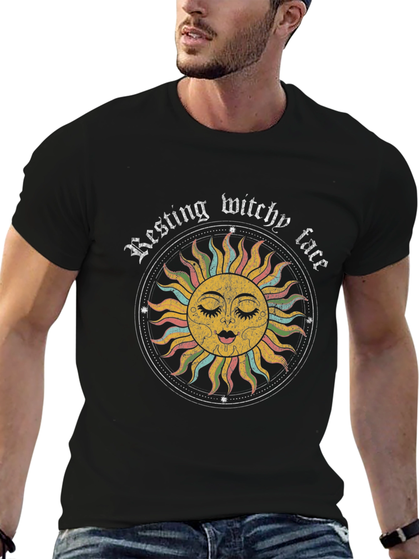 Resting Witchy Face Graphic Tee - Black Unisex T-Shirt