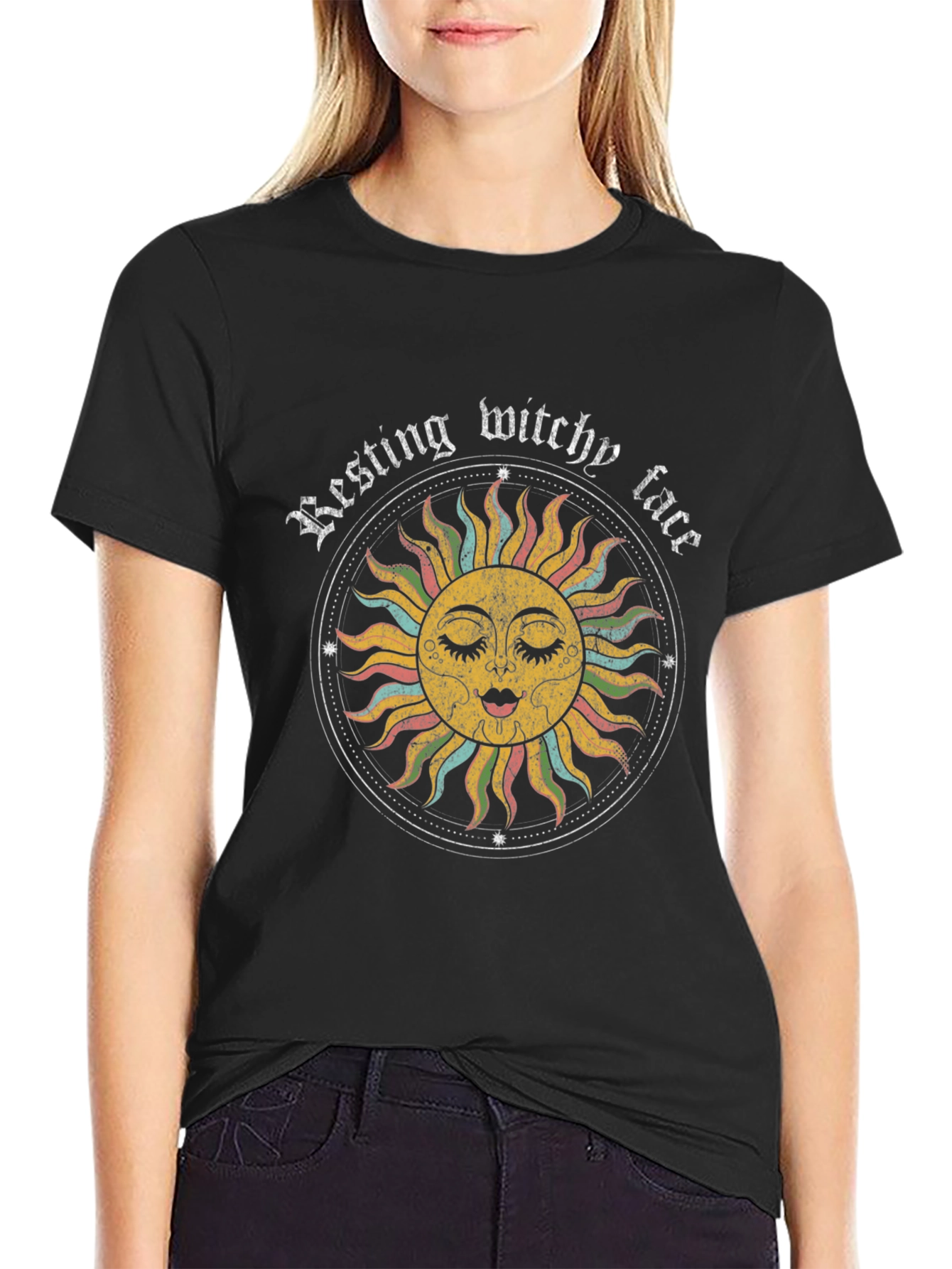 Resting Witchy Face Graphic Tee - Black Unisex T-Shirt