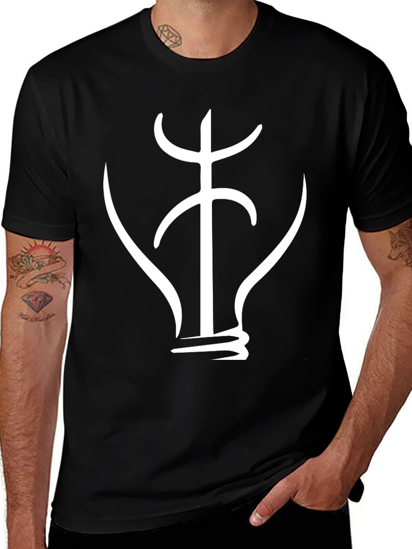 Abstract Bulb Graphic Tee - Black