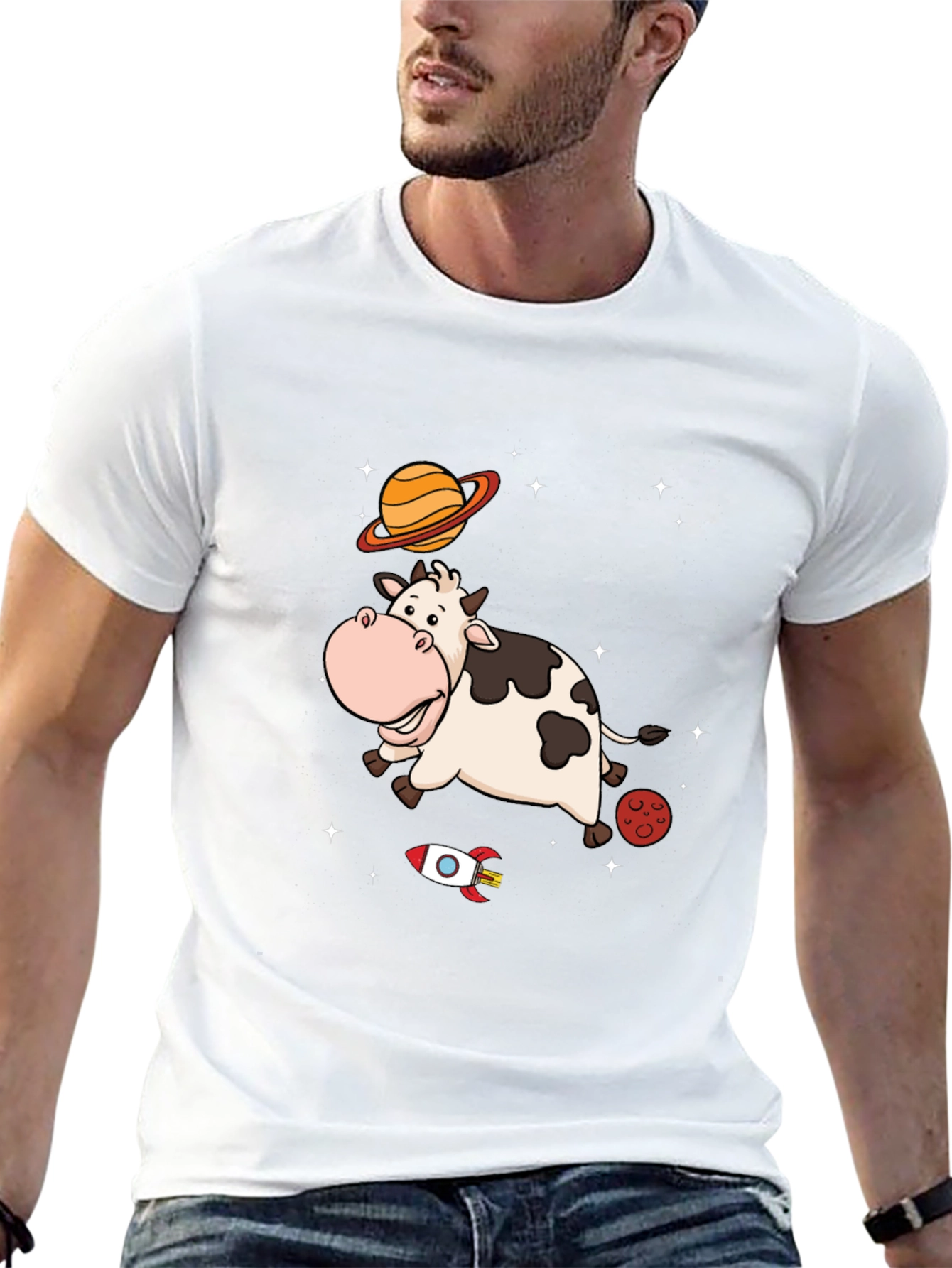Space Cow T-Shirt Cute Cartoon Tee