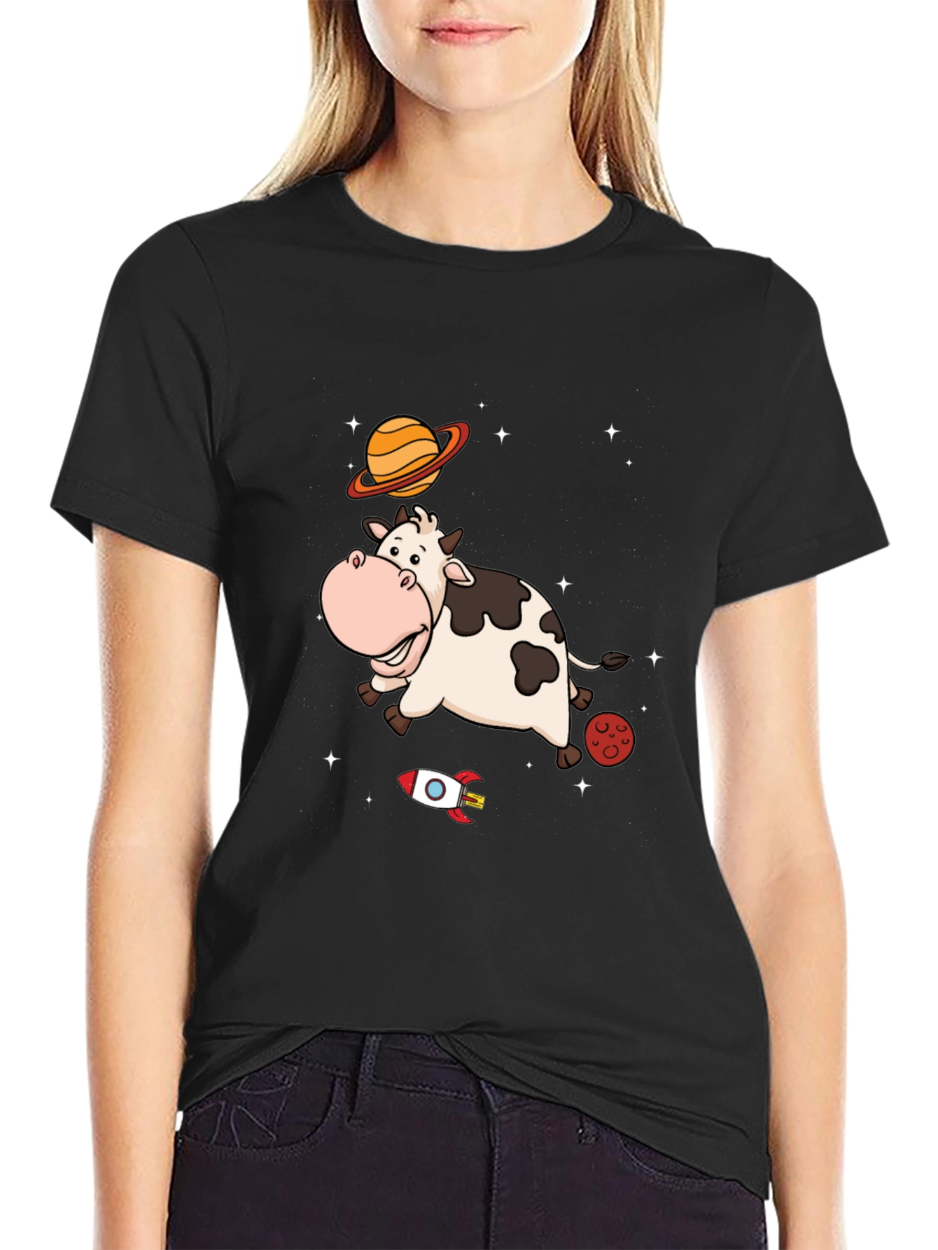 Space Cow T-Shirt Cute Cartoon Tee
