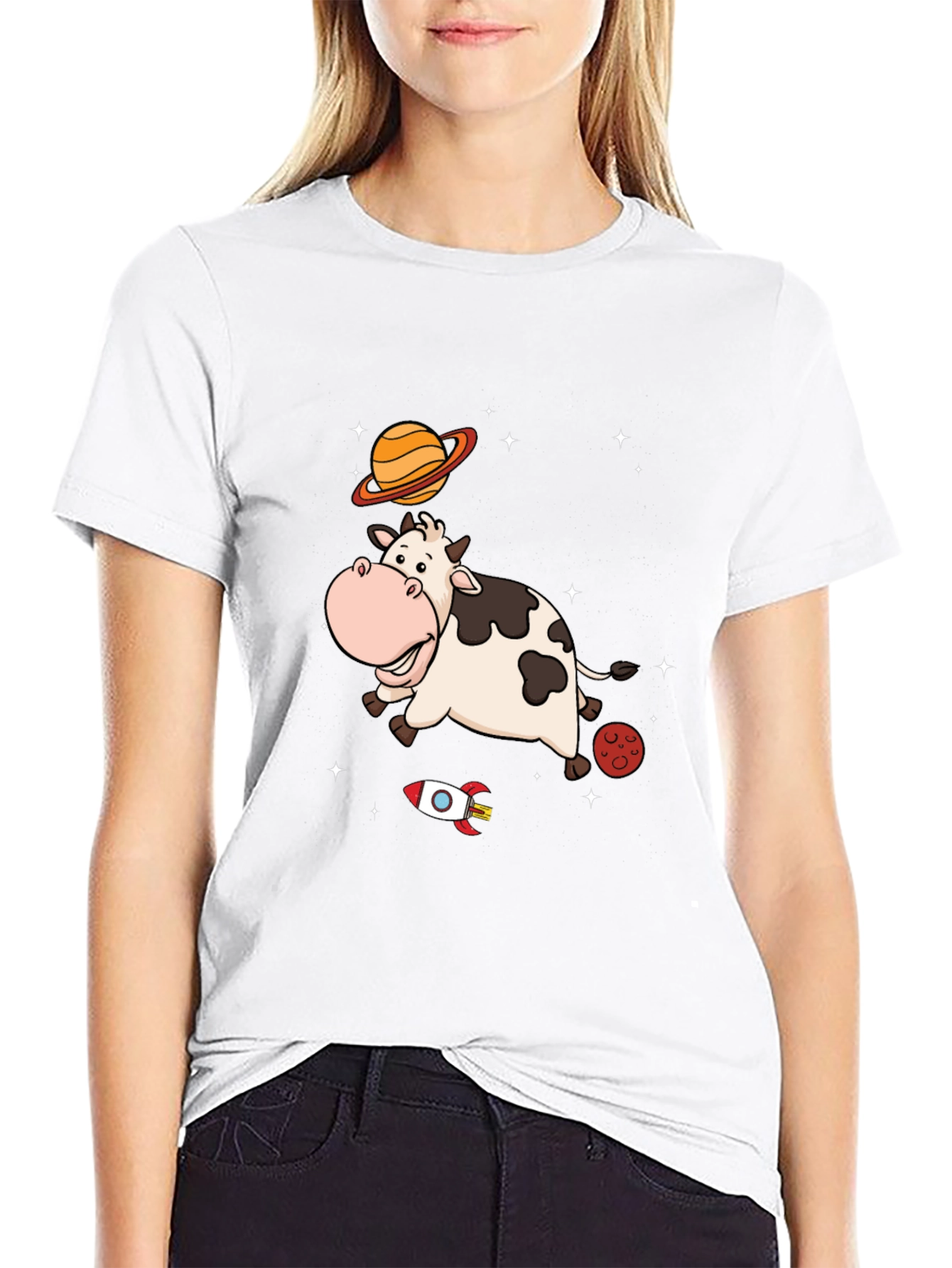 Space Cow T-Shirt Cute Cartoon Tee