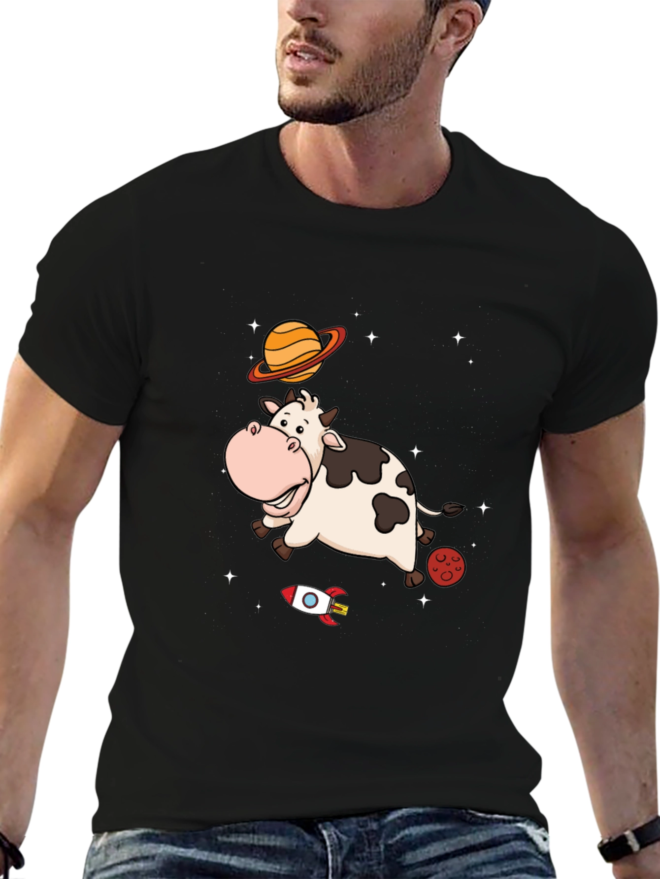 Space Cow T-Shirt Cute Cartoon Tee