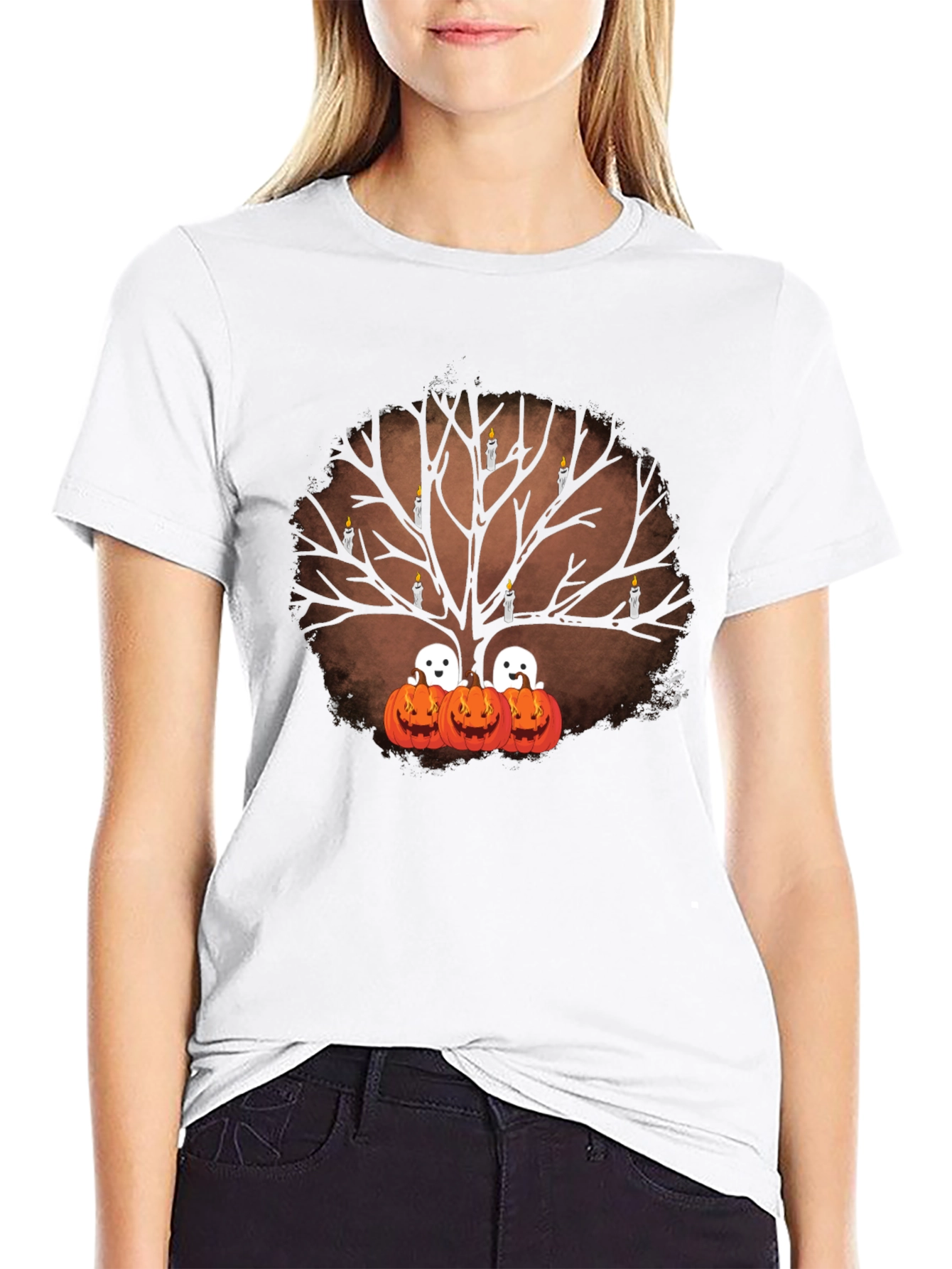 Halloween Tree Ghost Pumpkin T-Shirt