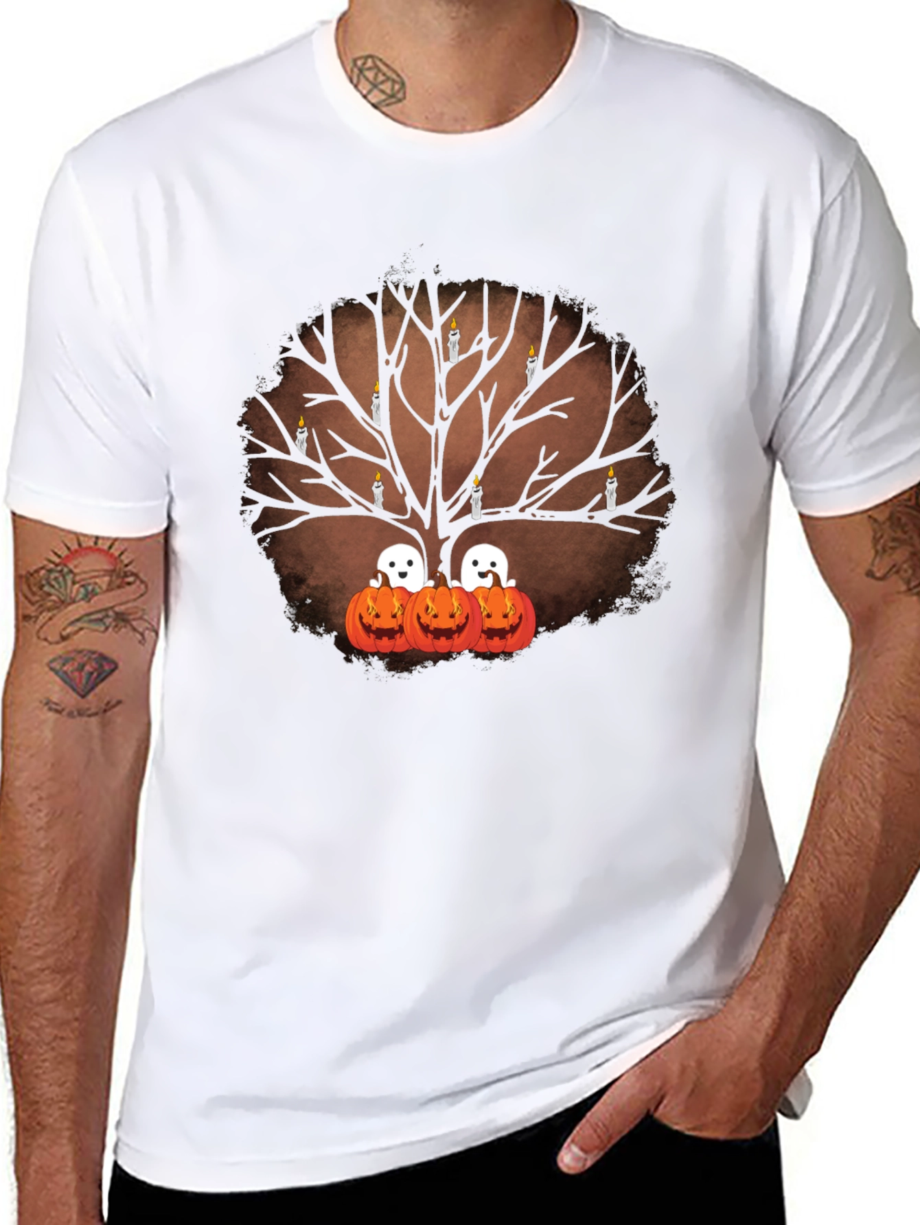 Halloween Tree Ghost Pumpkin T-Shirt