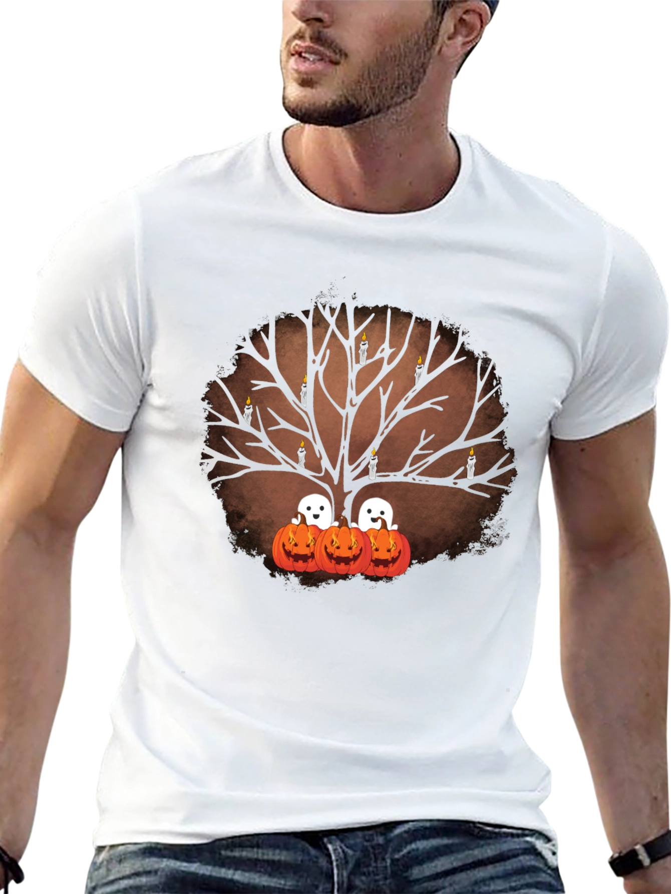 Halloween Tree Ghost Pumpkin T-Shirt