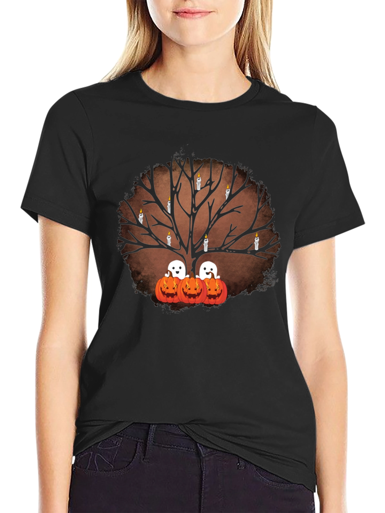 Halloween Tree Ghost Pumpkin T-Shirt