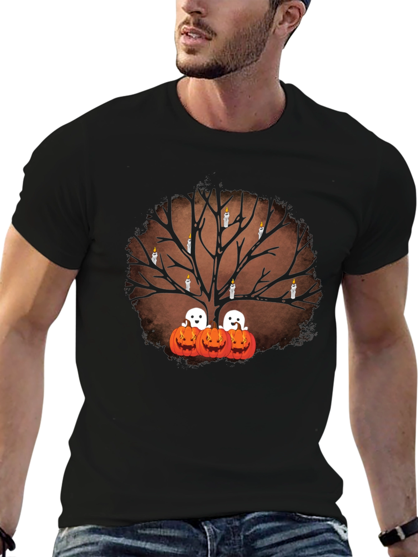 Halloween Tree Ghost Pumpkin T-Shirt