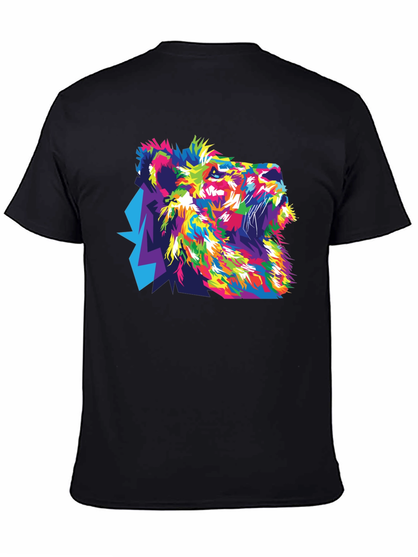 Vibrant Lion Graphic Black T-Shirt