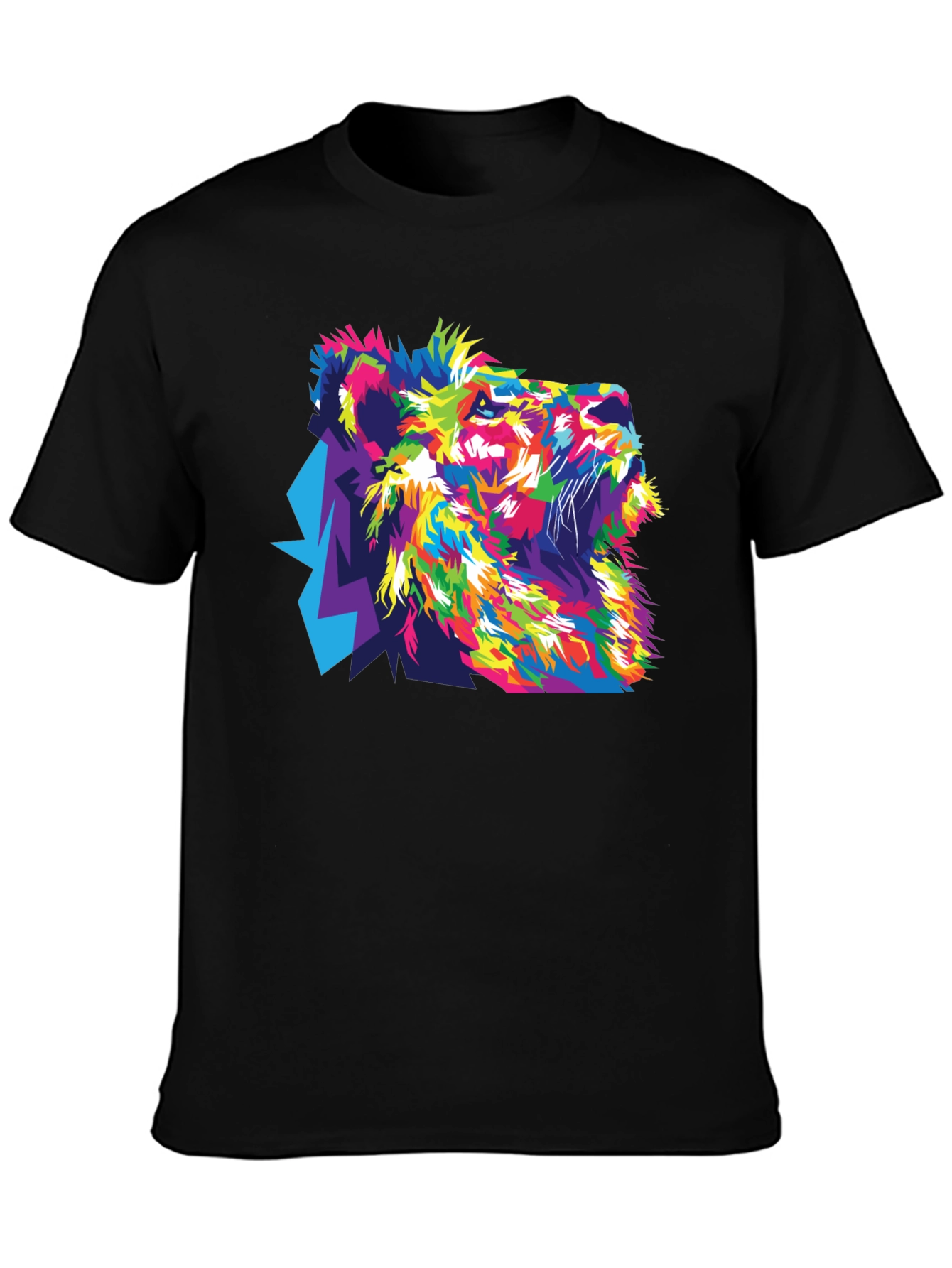 Vibrant Lion Graphic Black T-Shirt