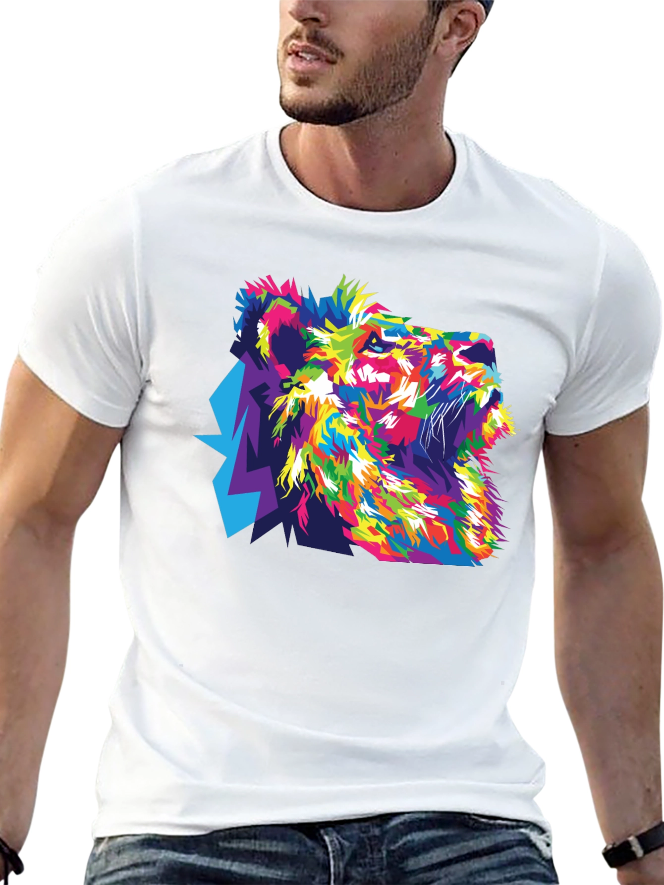 Vibrant Lion Graphic Black T-Shirt