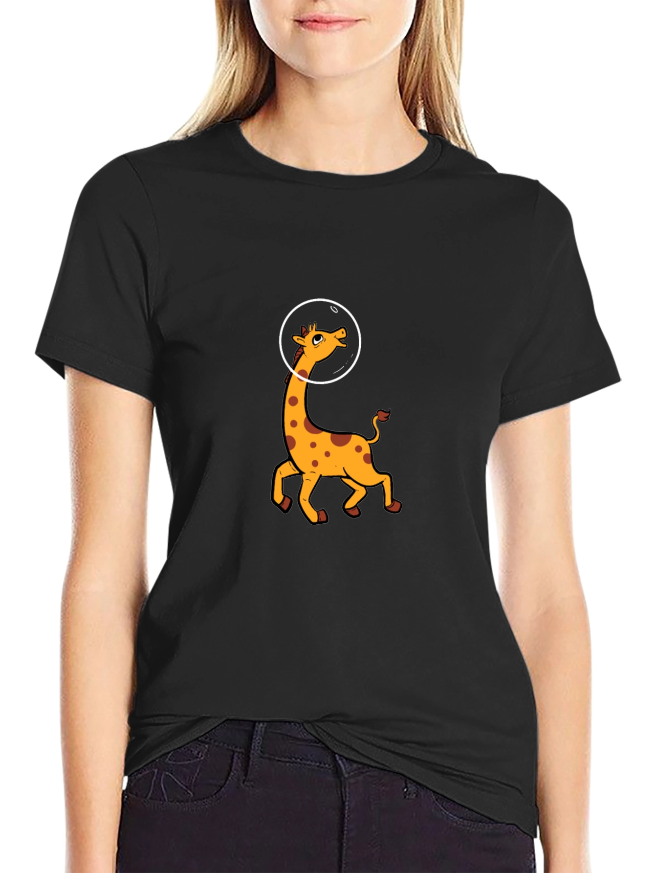 Astronaut Giraffe Graphic Tee - Black