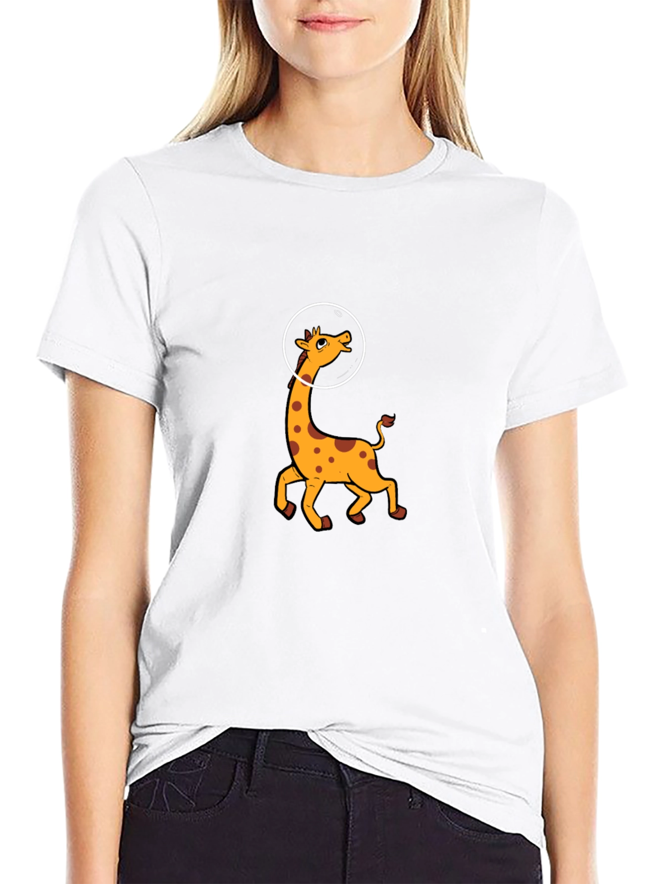 Astronaut Giraffe Graphic Tee - Black
