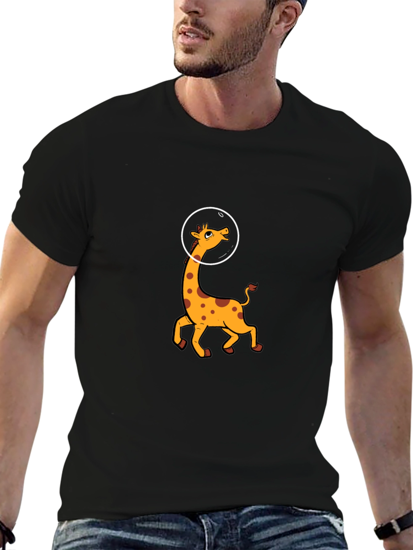 Astronaut Giraffe Graphic Tee - Black