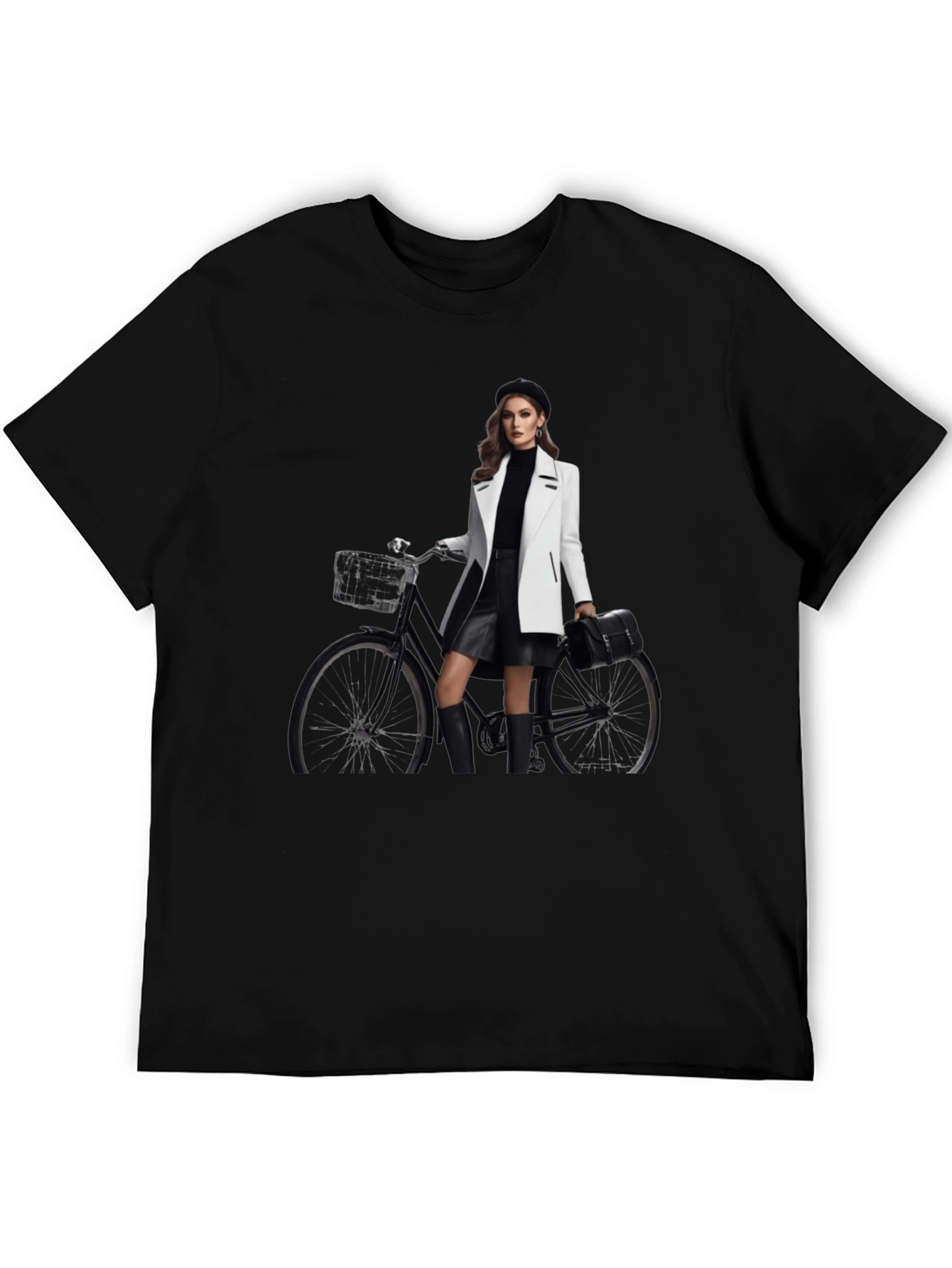 Stylish T-Shirt with Woman & Bike Graphic