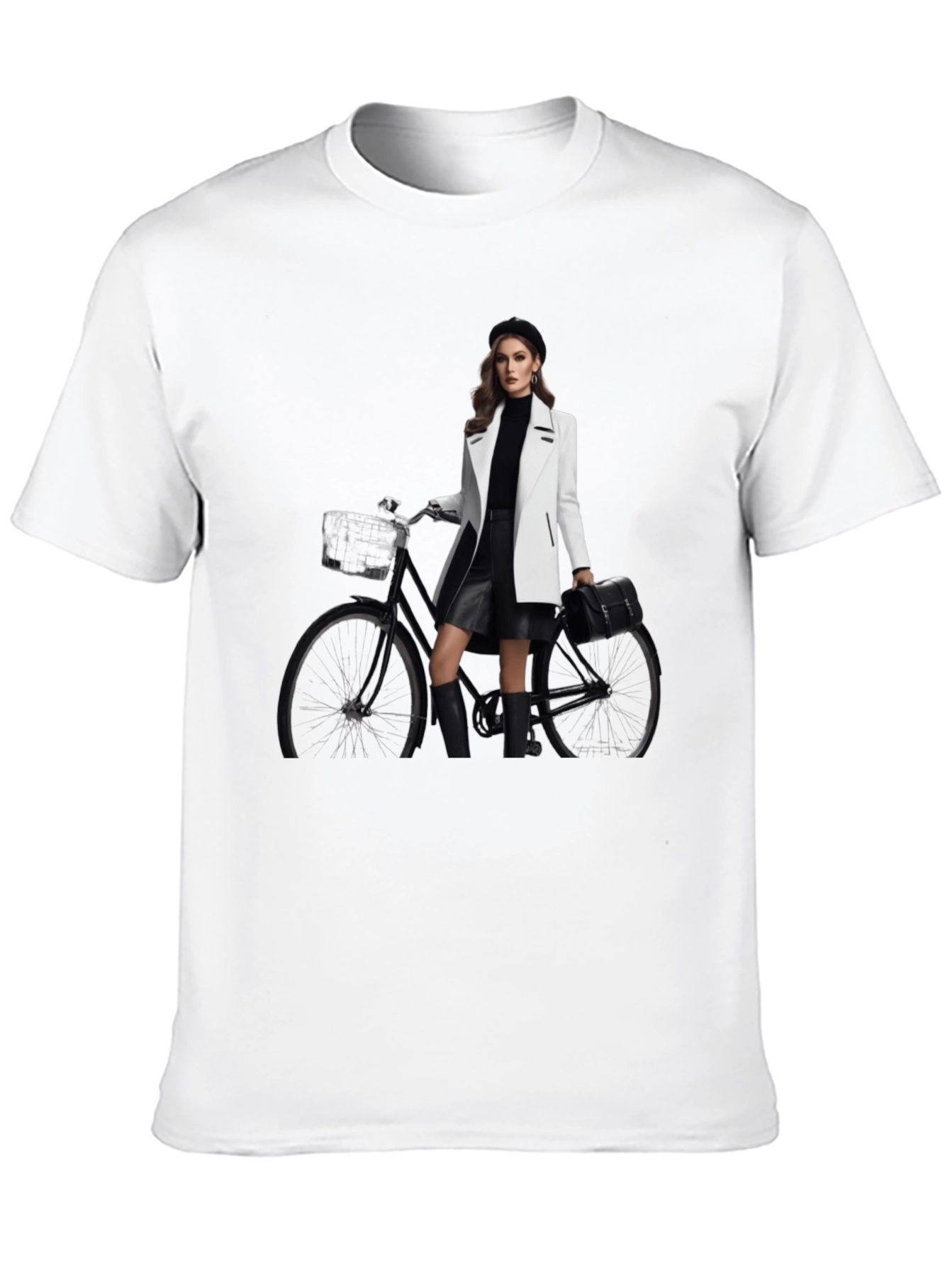 Stylish T-Shirt with Woman & Bike Graphic