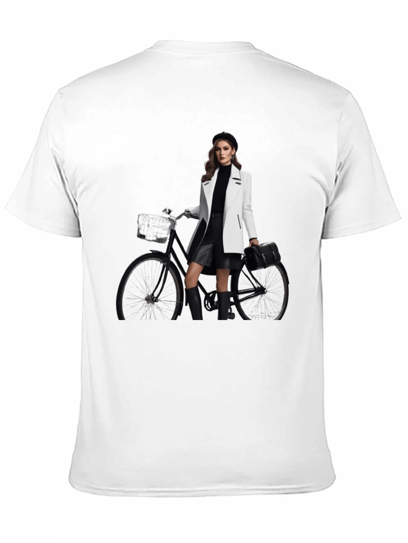 Stylish T-Shirt with Woman & Bike Graphic