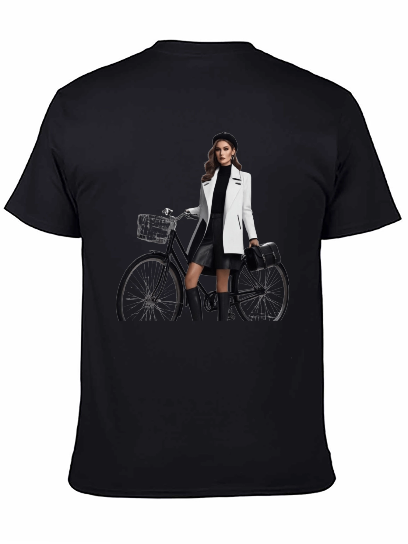 Stylish T-Shirt with Woman & Bike Graphic
