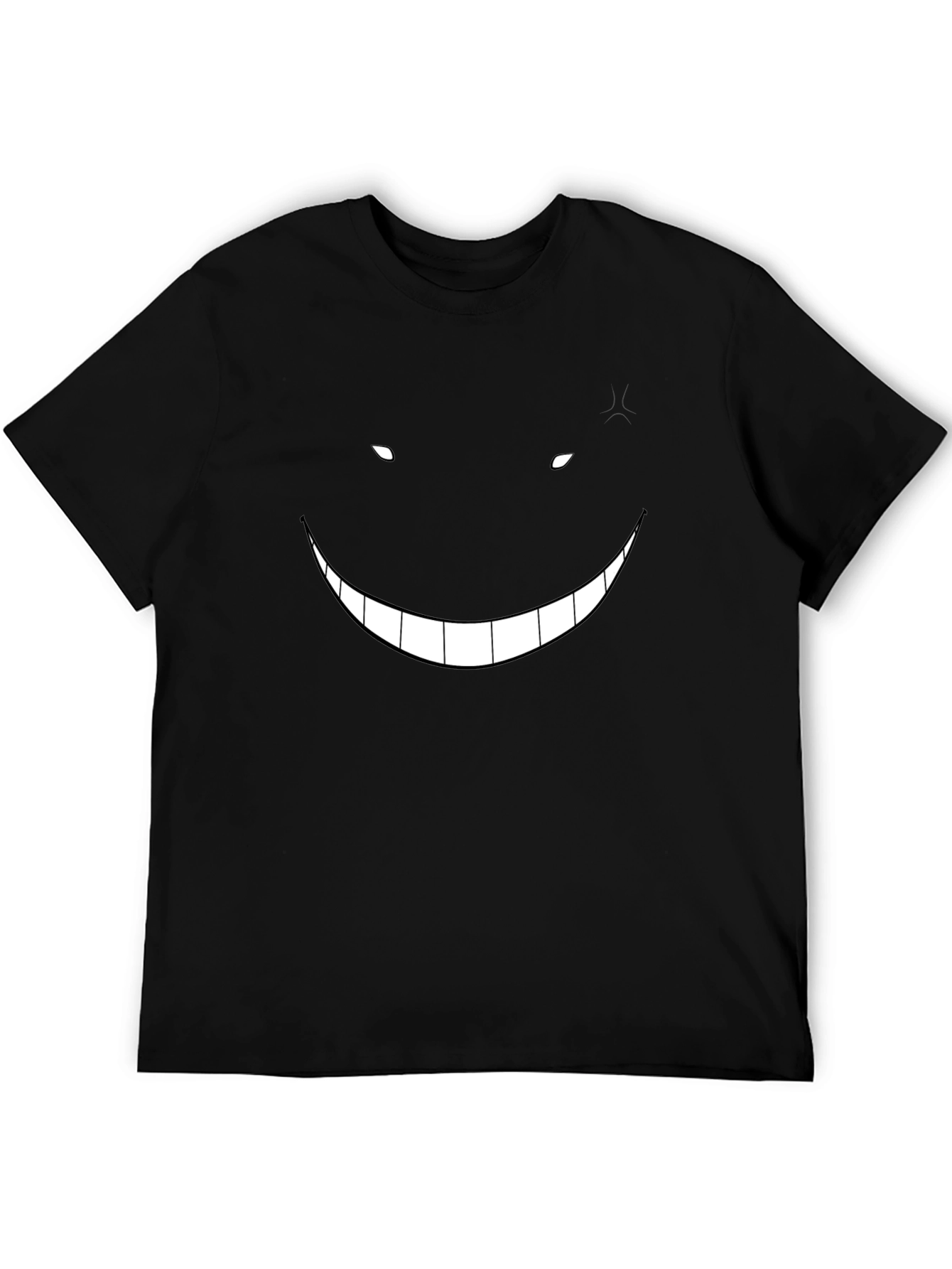 Mens Black Graphic Tee - Creepy Smile Design