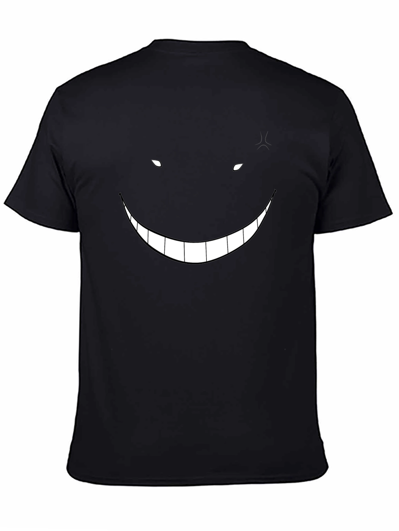Mens Black Graphic Tee - Creepy Smile Design