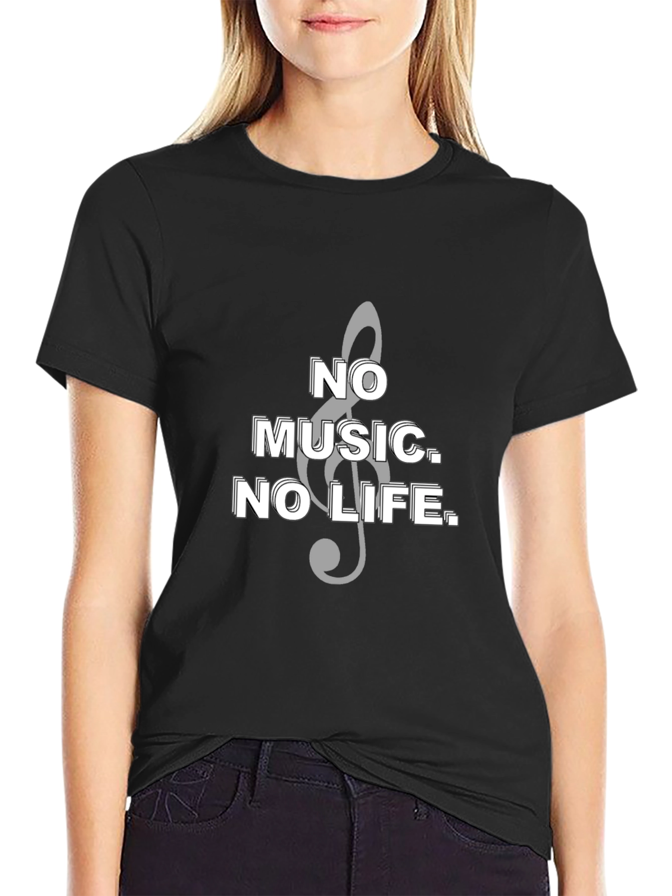 Music Lovers Tee: No Music No Life Black T-Shirt
