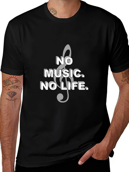 Music Lovers Tee: No Music No Life Black T-Shirt