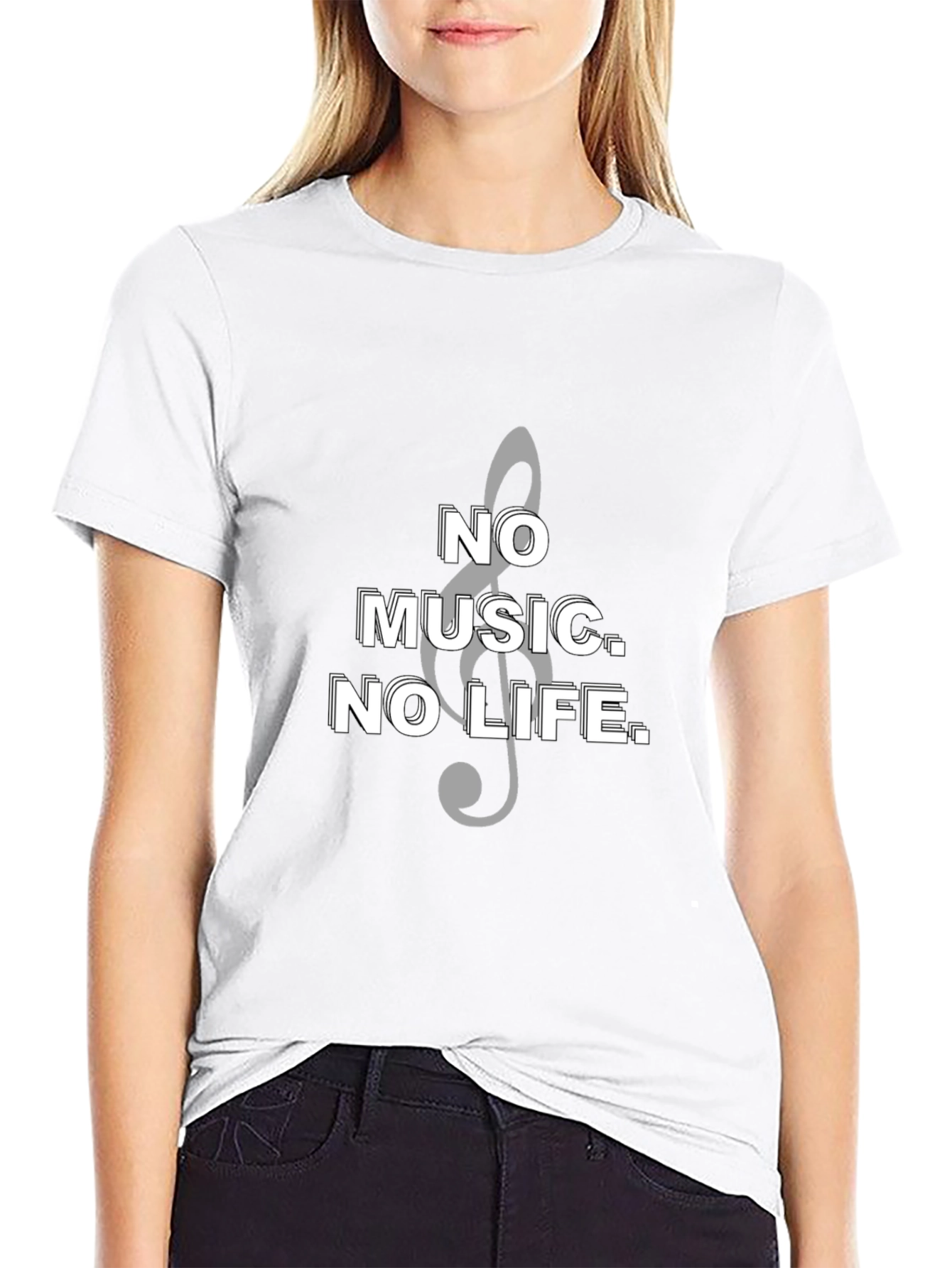 Music Lovers Tee: No Music No Life Black T-Shirt