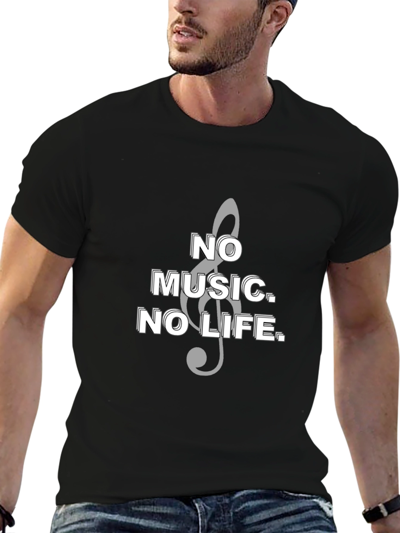 Music Lovers Tee: No Music No Life Black T-Shirt
