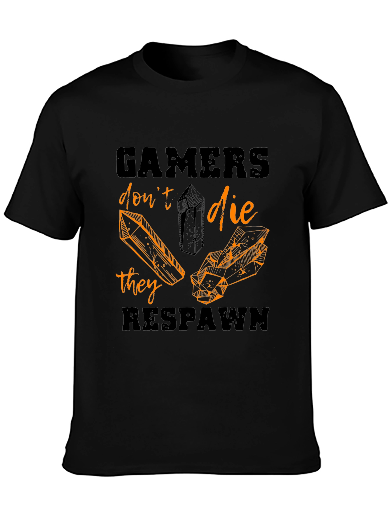 Gamers Dont Die They Respawn Black T-Shirt